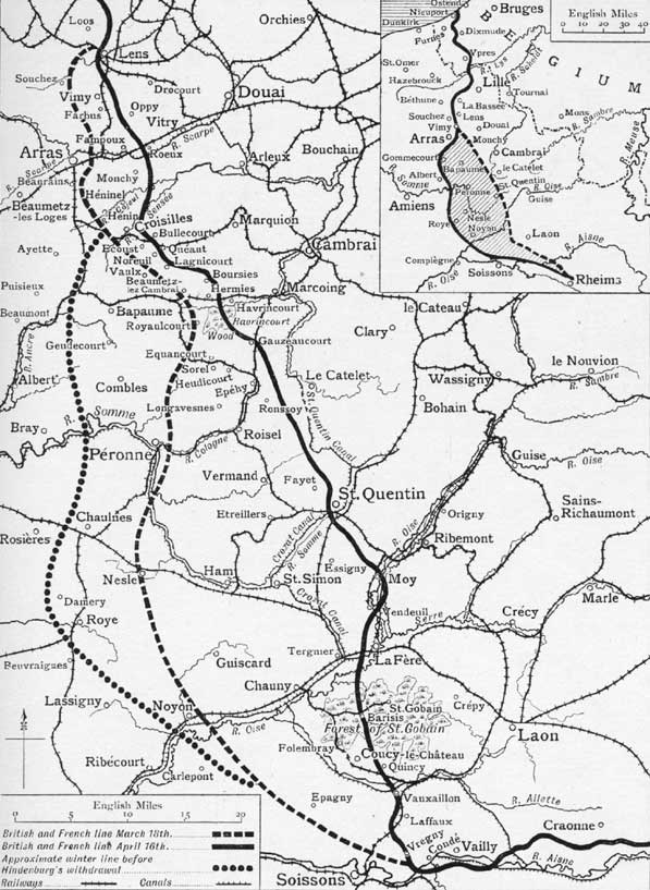 German retreat to the Hindenburg Line