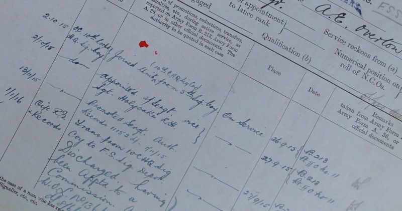 Casult Form Active Service from service record of Anthony Edersheim Overton. National Archives WO339/62546. Crown copyright.