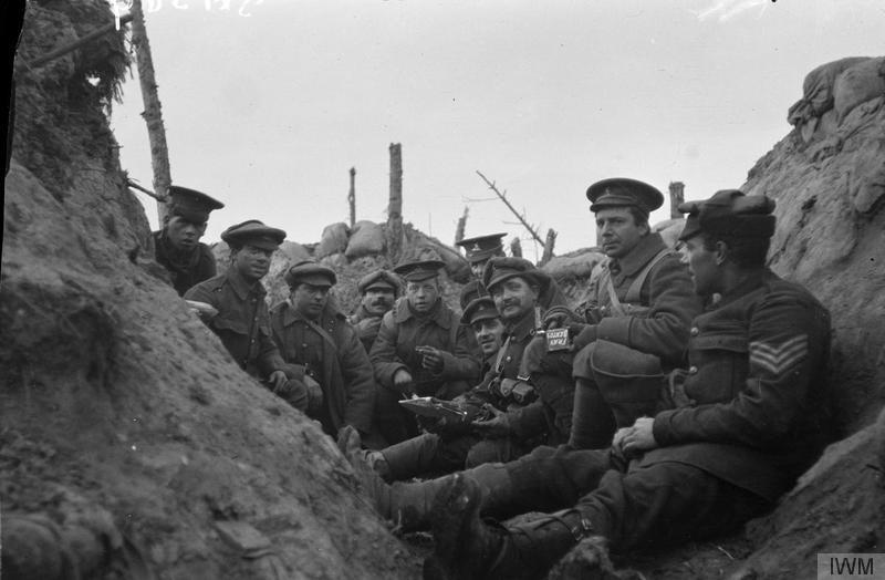 Troops of the Royal West Kent Regiment in a front line trench near Ypres, March-April 1915. Imperial War Museum image Q61569