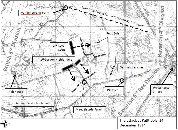 The attack made by 8th Brigade. Extract of map from "The truce: the day the war stopped" by Chris Baker (Amberley, 2014)